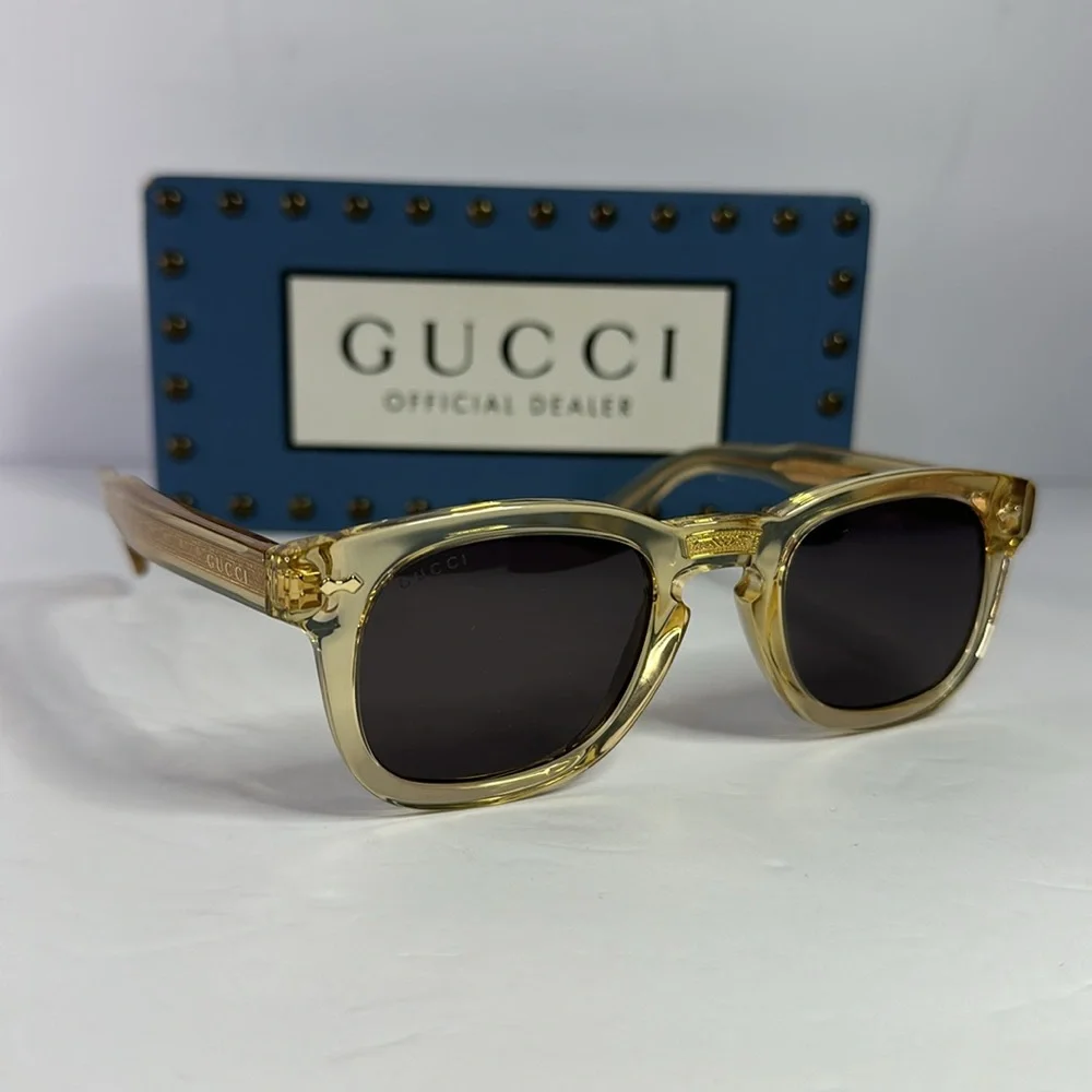 💯 - New Authentic GUCCI GG0182S 006 Transparent Brown/Grey sunglasses